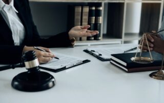 Lawyer is giving advice to clients who have consulted about legal issues regarding rights