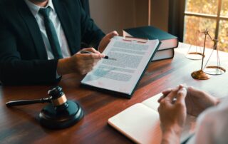 Man judge is currently advising clients on their requests for legal proceedings and legal advice.