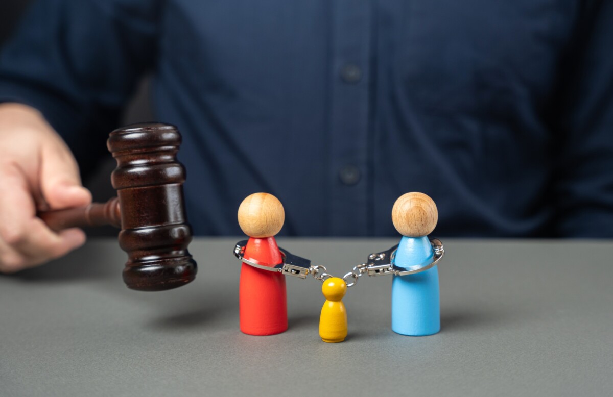 Court case for divorce and child custody. Family problems. Conflict resolution.