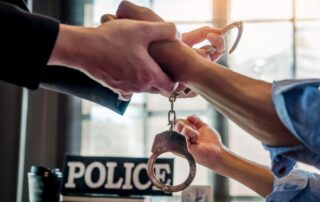 Law enforcement officer interrogating Criminals male