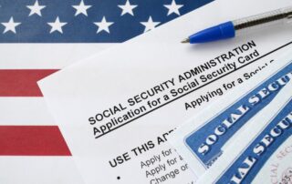United States social security number cards lies on Application from social security administration